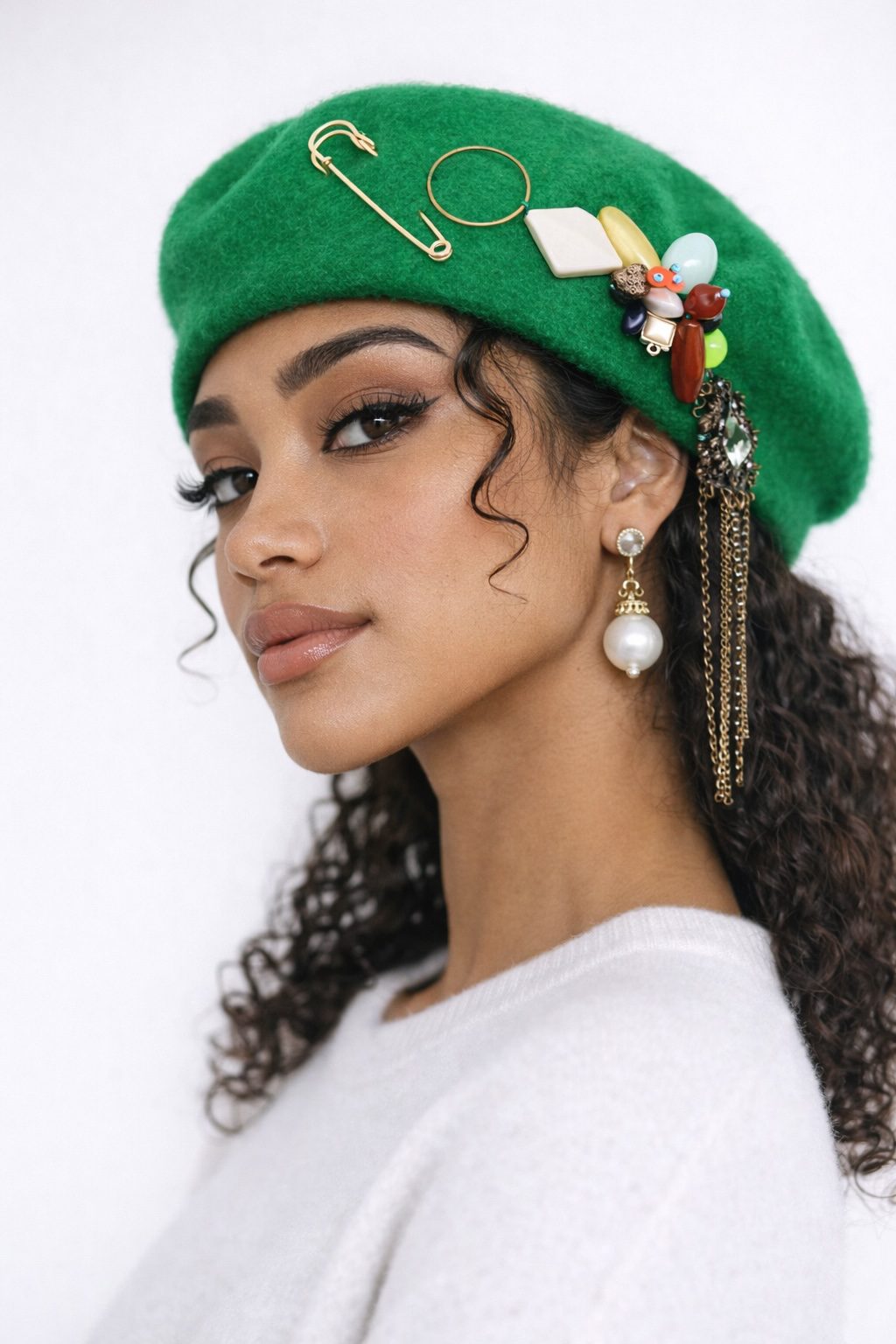Handmade Reworked Beaded Wool Beret