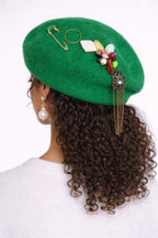 Handmade Reworked Beaded Wool Beret