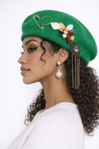 Handmade Reworked Beaded Wool Beret
