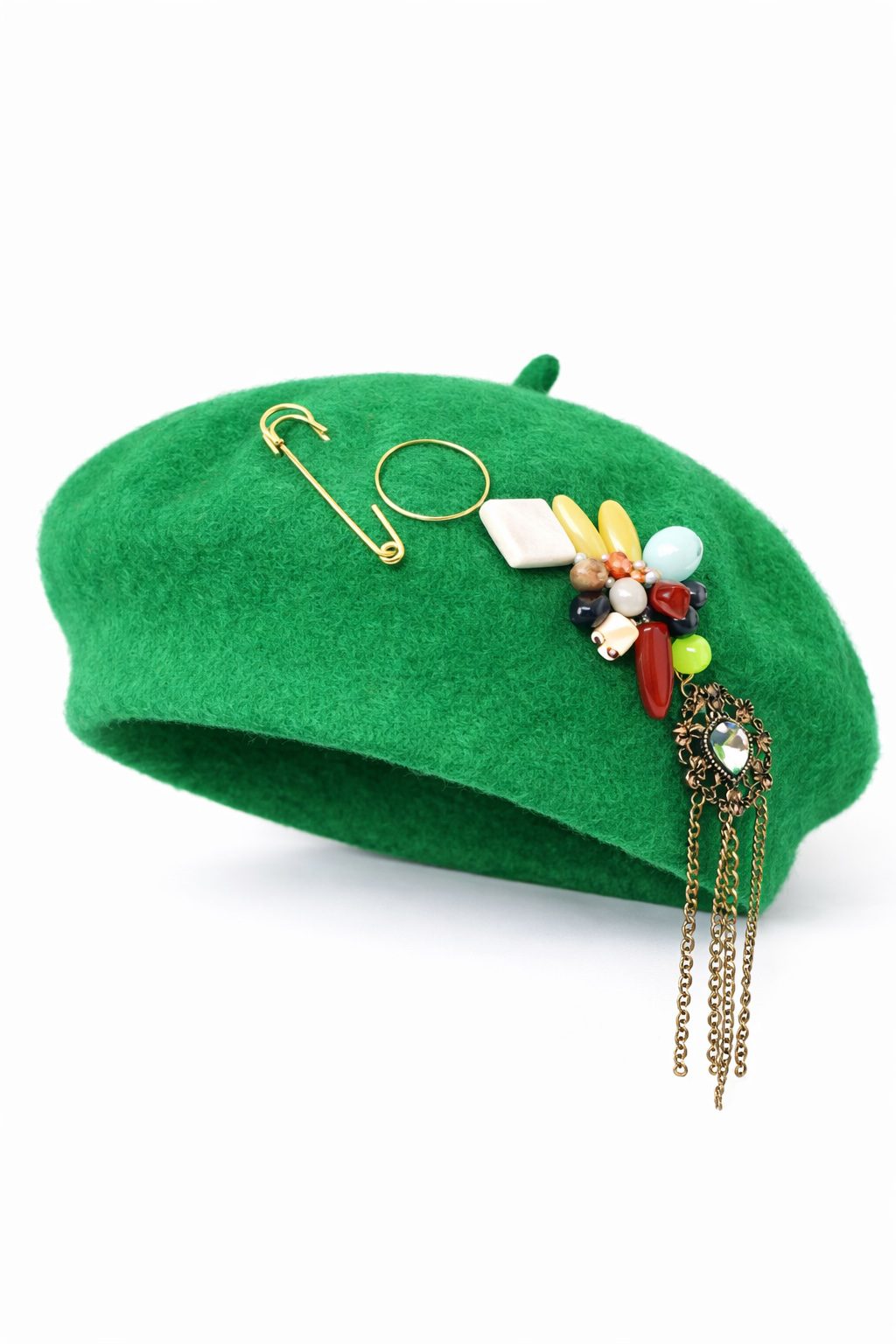 Handmade Reworked Beaded Wool Beret