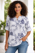 Women’s Floral One Button Cotton Shirt Blouse