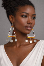 Handmade African Beaded Triangle Drop Earrings