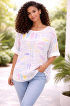Women’s Colour Stick Print Cotton Relaxed Top