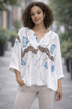 Butterfly Relaxed Tunic Blouse