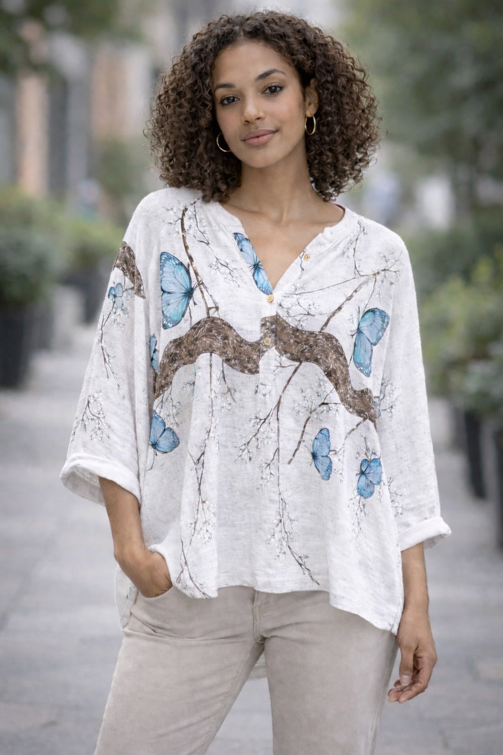 Butterfly Relaxed Tunic Blouse