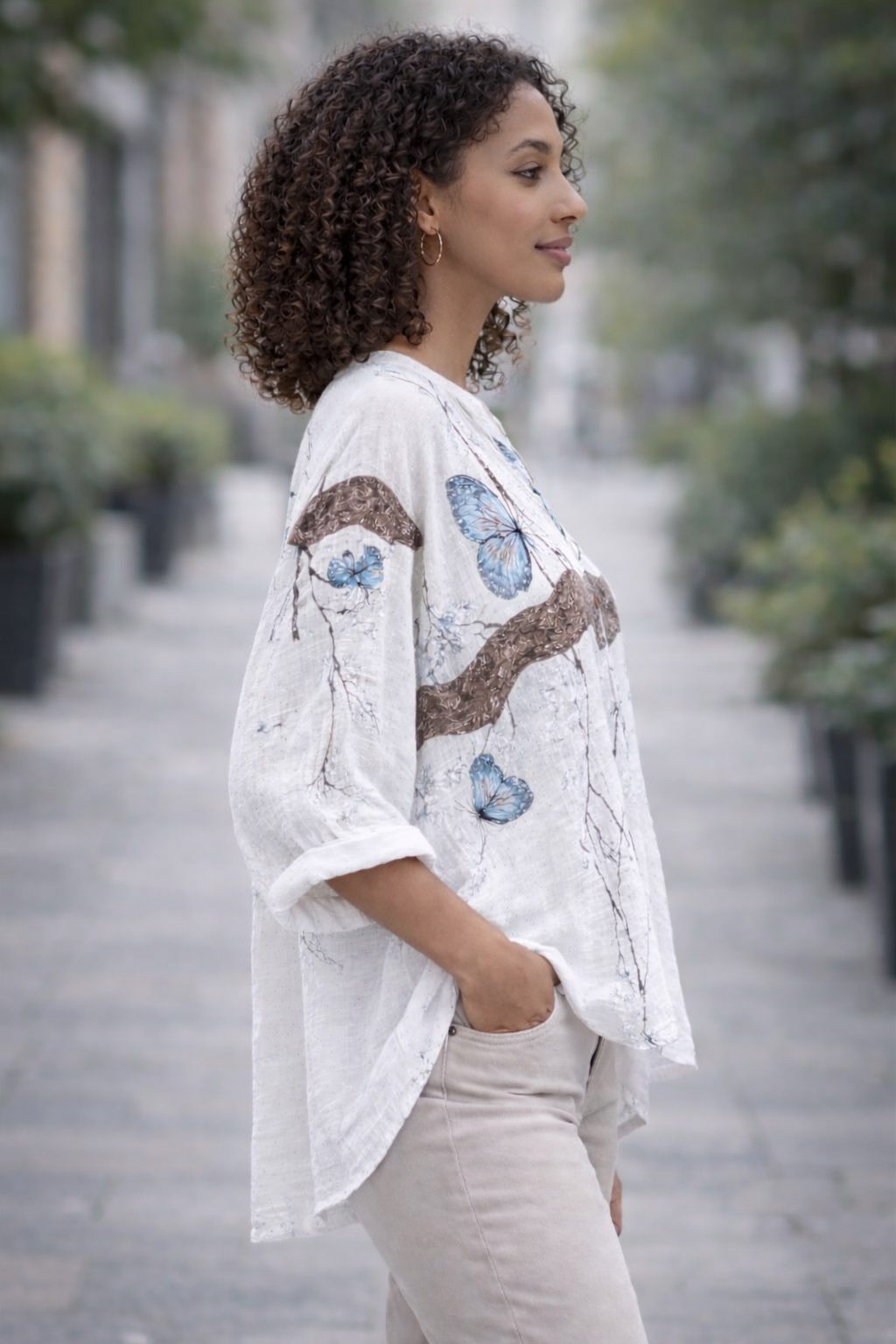 Butterfly Relaxed Tunic Blouse