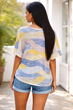 Women’s Abstract Wave Print Cotton Top