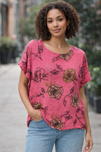 Floral Sketch Relaxed Blouse