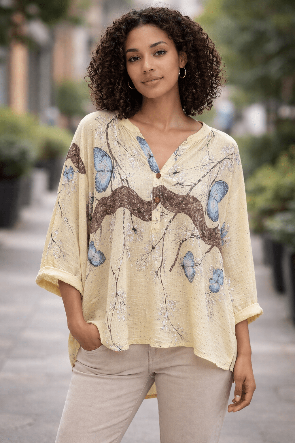 Butterfly Relaxed Tunic Blouse