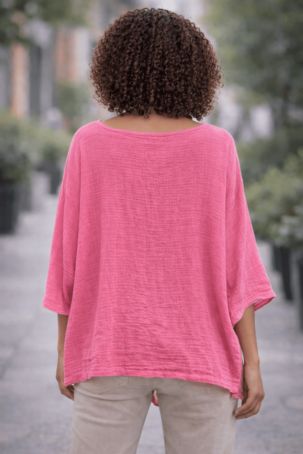 Pink Relaxed Batwing Blouse