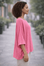 Pink Relaxed Batwing Blouse