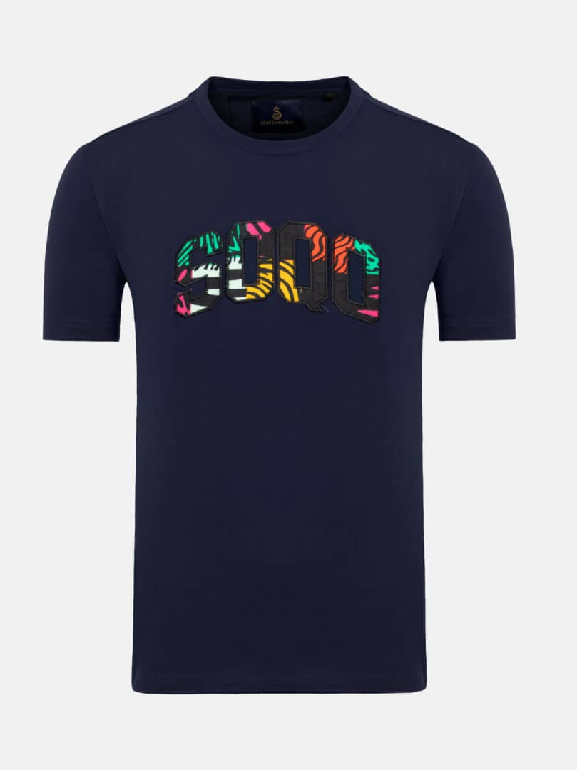 SOQO Graphic T-Shirt – Bold Afro-Caribbean Tee - Navy Blue