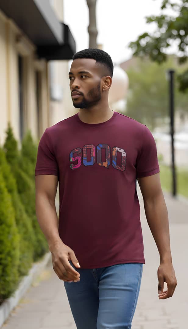 SOQO Graphic T-Shirt – Bold Afro-Caribbean Tee - Maroon