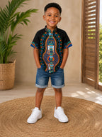 Kito African Print Boys Shirt – Traditional Ankara Dashiki Short Sleeve Top