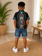 Kito African Print Boys Shirt – Traditional Ankara Dashiki Short Sleeve Top