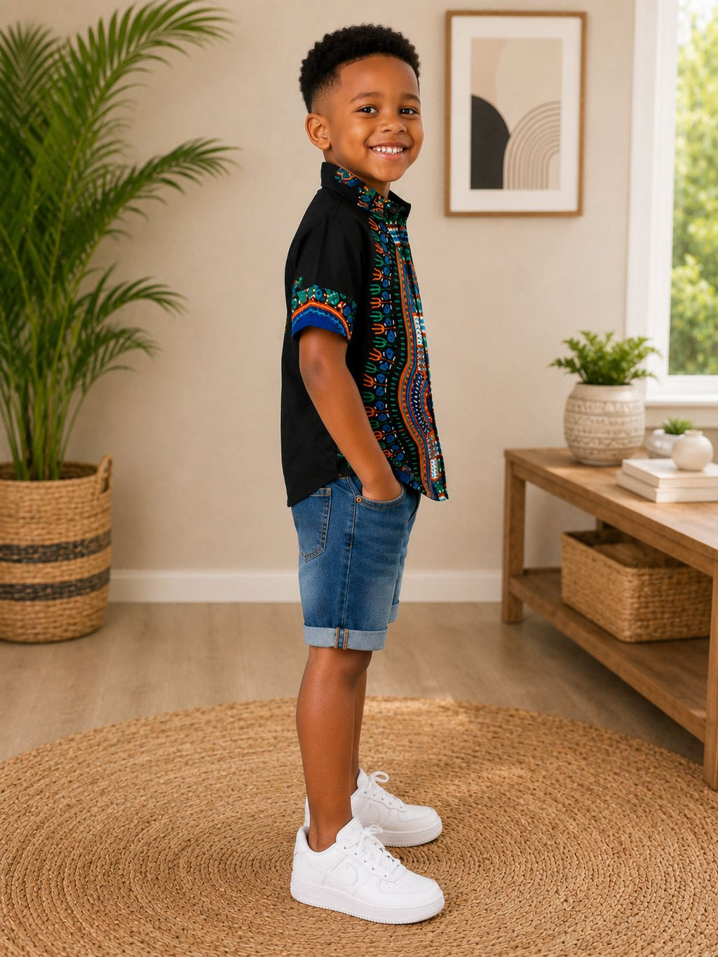 Kito African Print Boys Shirt – Traditional Ankara Dashiki Short Sleeve Top