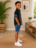 Kito African Print Boys Shirt – Traditional Ankara Dashiki Short Sleeve Top