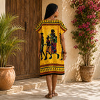 Women’s African Print Dashiki Shift Dress – Mustard Yellow Multicolour