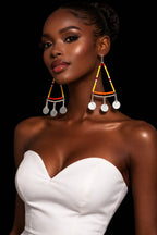 Handmade African Beaded Triangle Drop Earrings