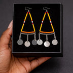 Handmade African Beaded Triangle Drop Earrings