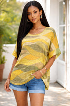 Women’s Abstract Wave Print Cotton Top