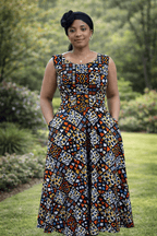 Elegant Sleeveless African Print Maxi Dress - Maze