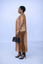 Multicoloured Ankara Weaved Maxi Sleeveless Kimono - Afolabi