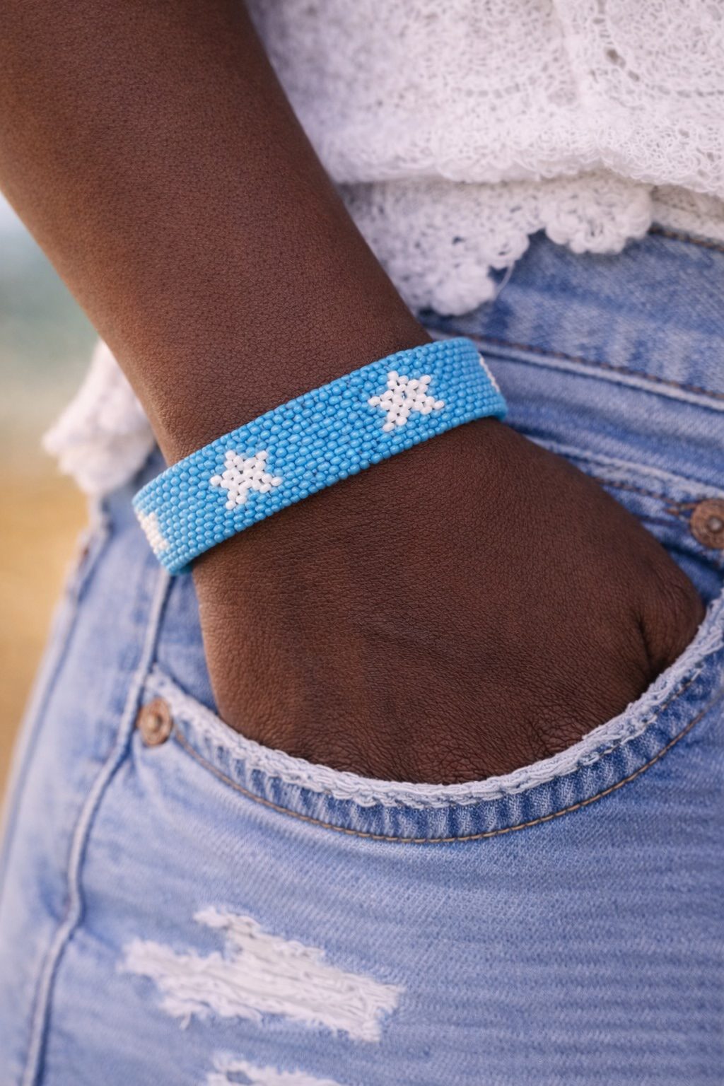 Country Beaded Bracelet – Handmade Cultural Beads Wristband