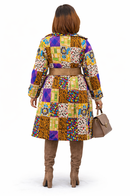 Anaya Colourful African Patchwork Print Coat