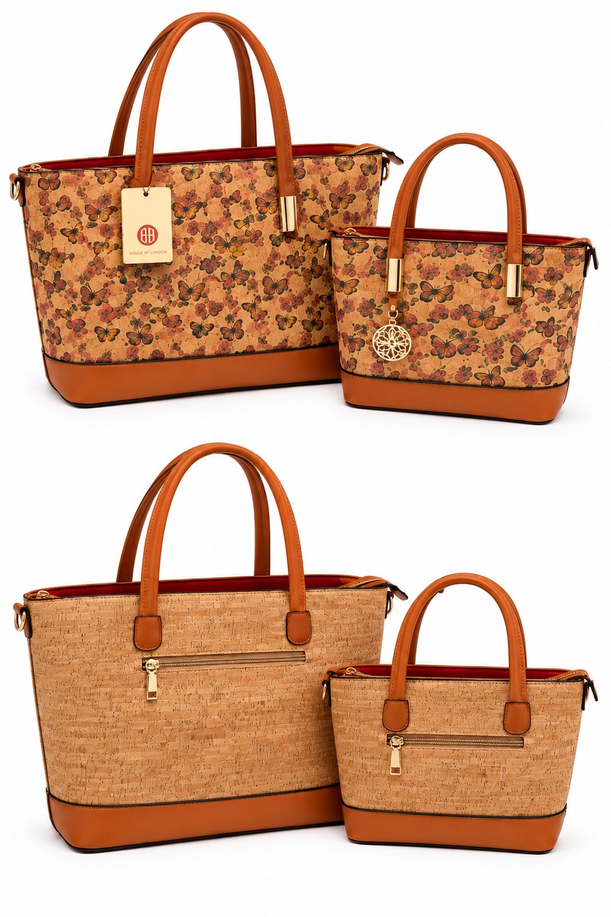 2-Piece Cork Tote Bag Set – Large & Small Matching Handbags