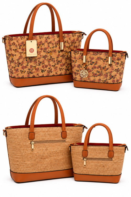 2-Piece Cork Tote Bag Set – Large & Small Matching Handbags