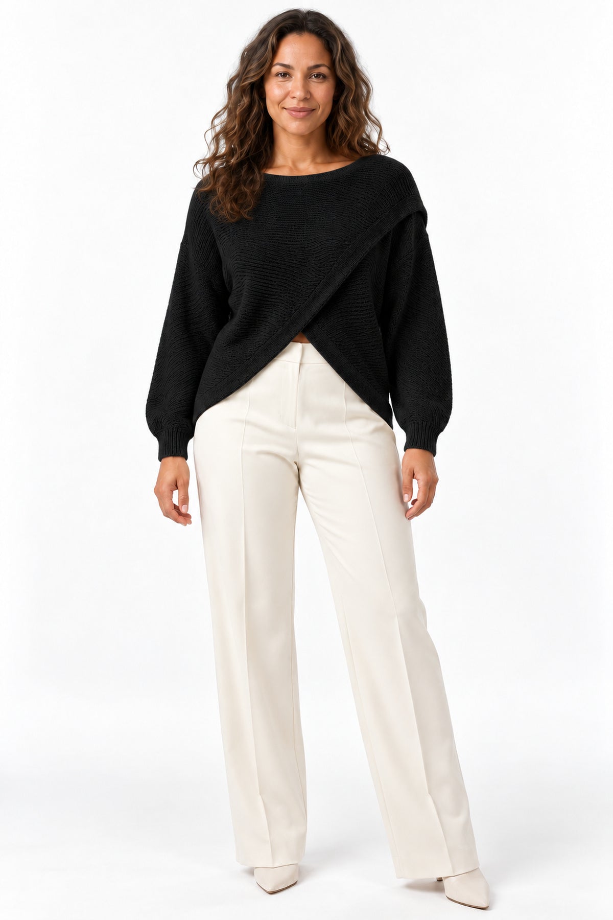 Women's Asymmetric Wrap Front Knitted Jumper