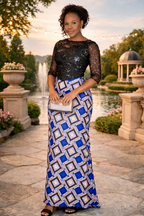 Dali Diamond Ankara Print Straight Silhouette Dress