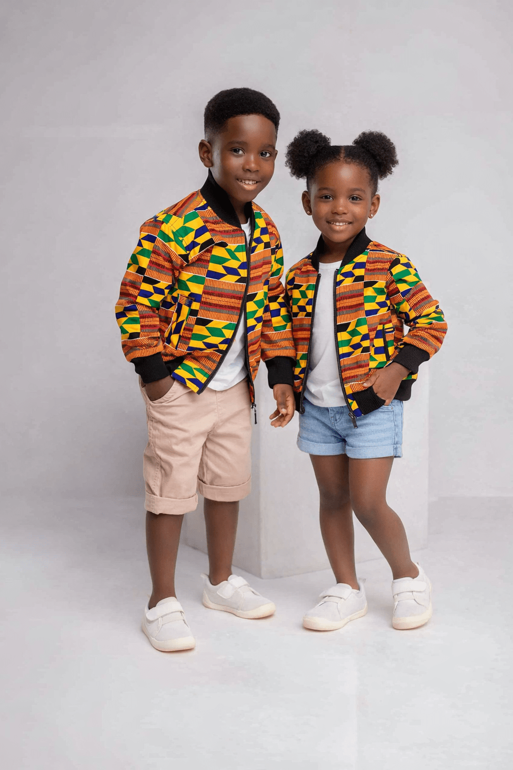 Kids Unisex Deja African Print Bomber Jacket
