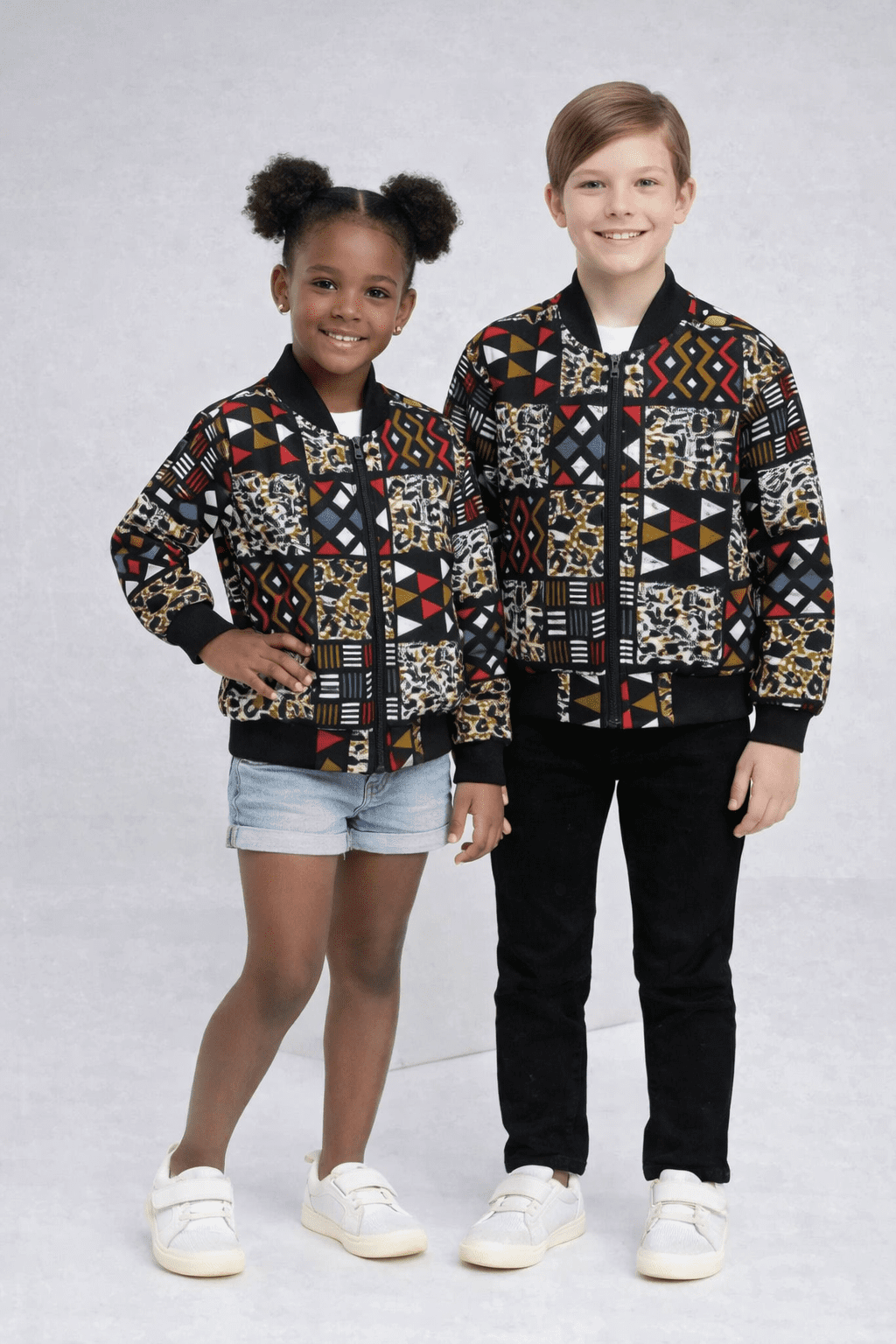 Kids Unisex Deka African Print Bomber Jacket