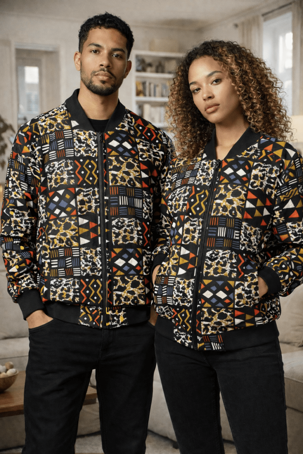 Unisex Kente Print Bomber Jacket