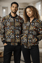 Unisex Kente Print Bomber Jacket