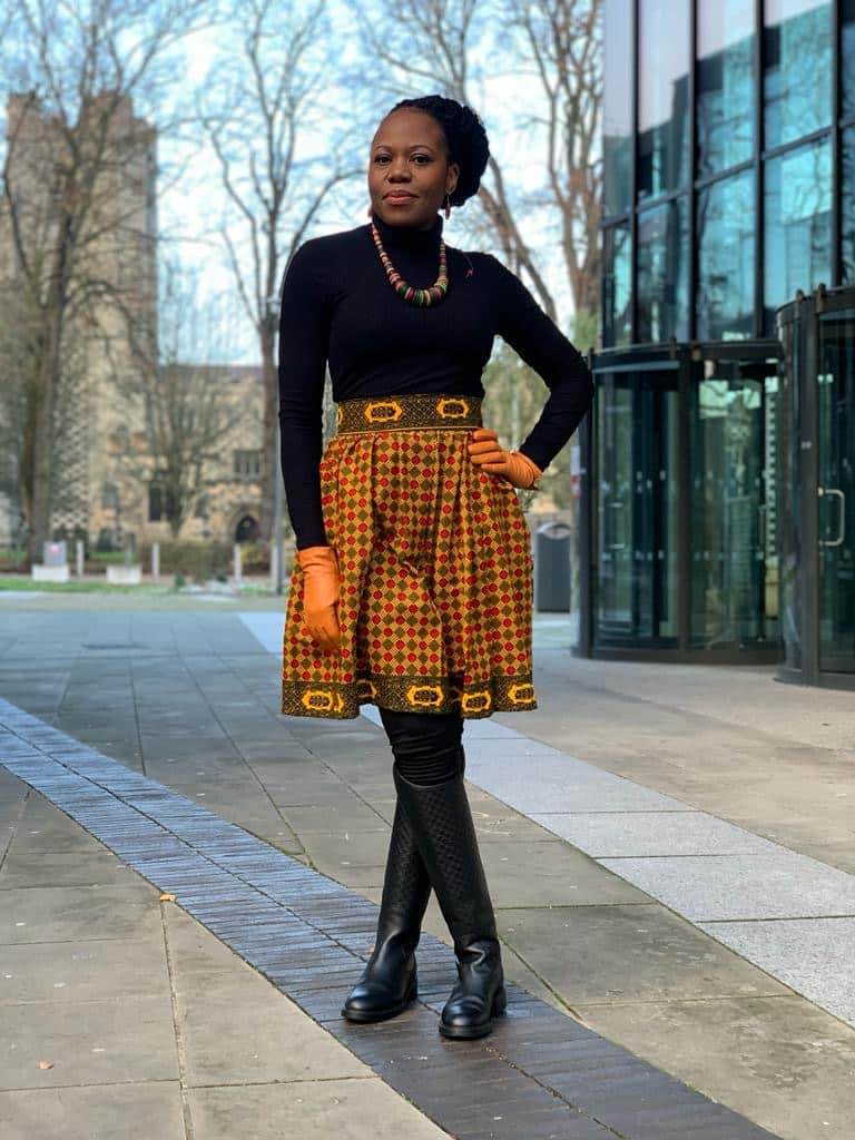 Zalika High-Waisted Ankara Knee- Length Skirt