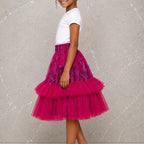 Girls African Print  Tulle Layered Skirt