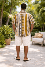 Men’s Mustard Stripe African Print Shirt – Short or Long Sleeve Ankara Shirt