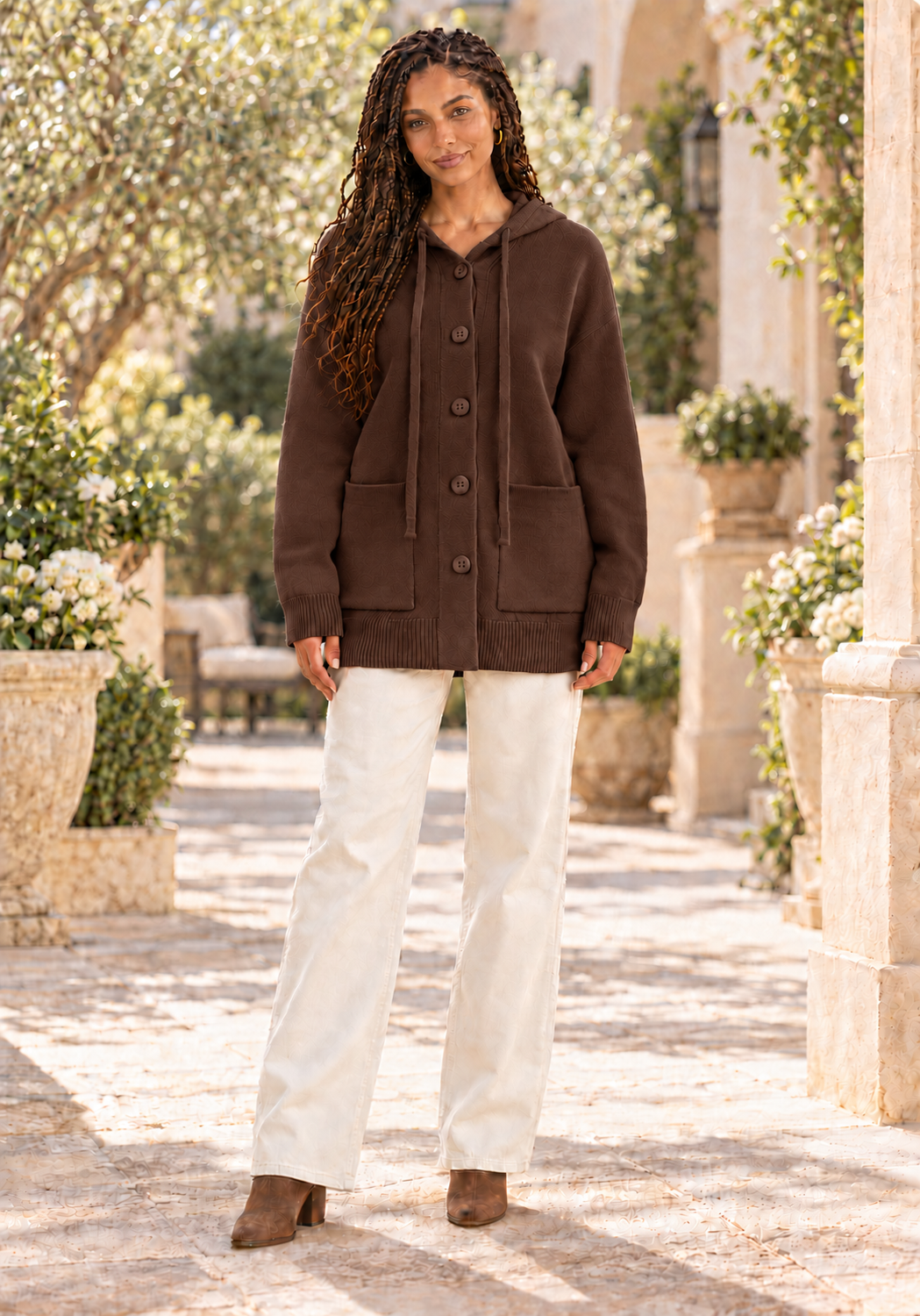 Women’s Oversized Gold-Button Top in Six Colours