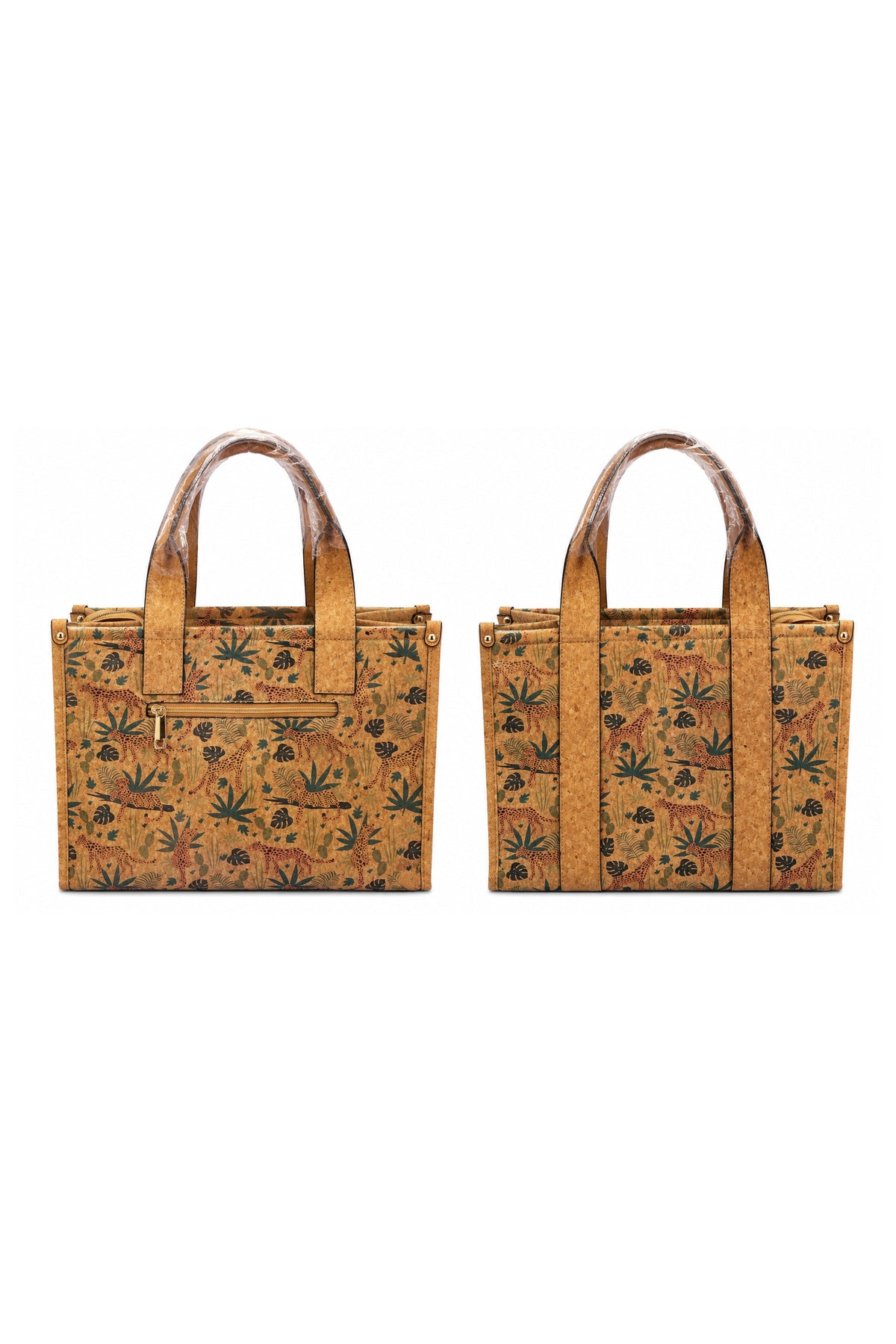 Floral Cork Tote Bag – Large Botanical Print Shoulder Handbag
