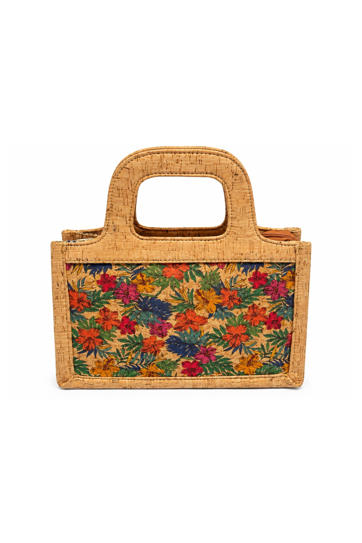 Cork Floral Print Handbag – Structured Top Handle Bag