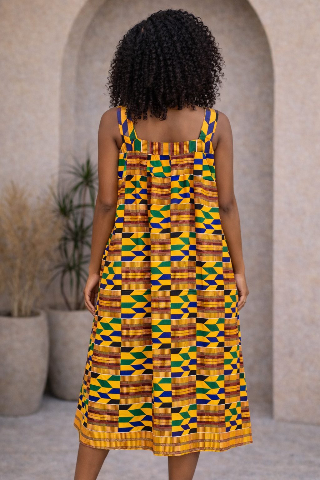 African Print Bodycon Midi Dress – Multi Colour Ankara Fitted Dress