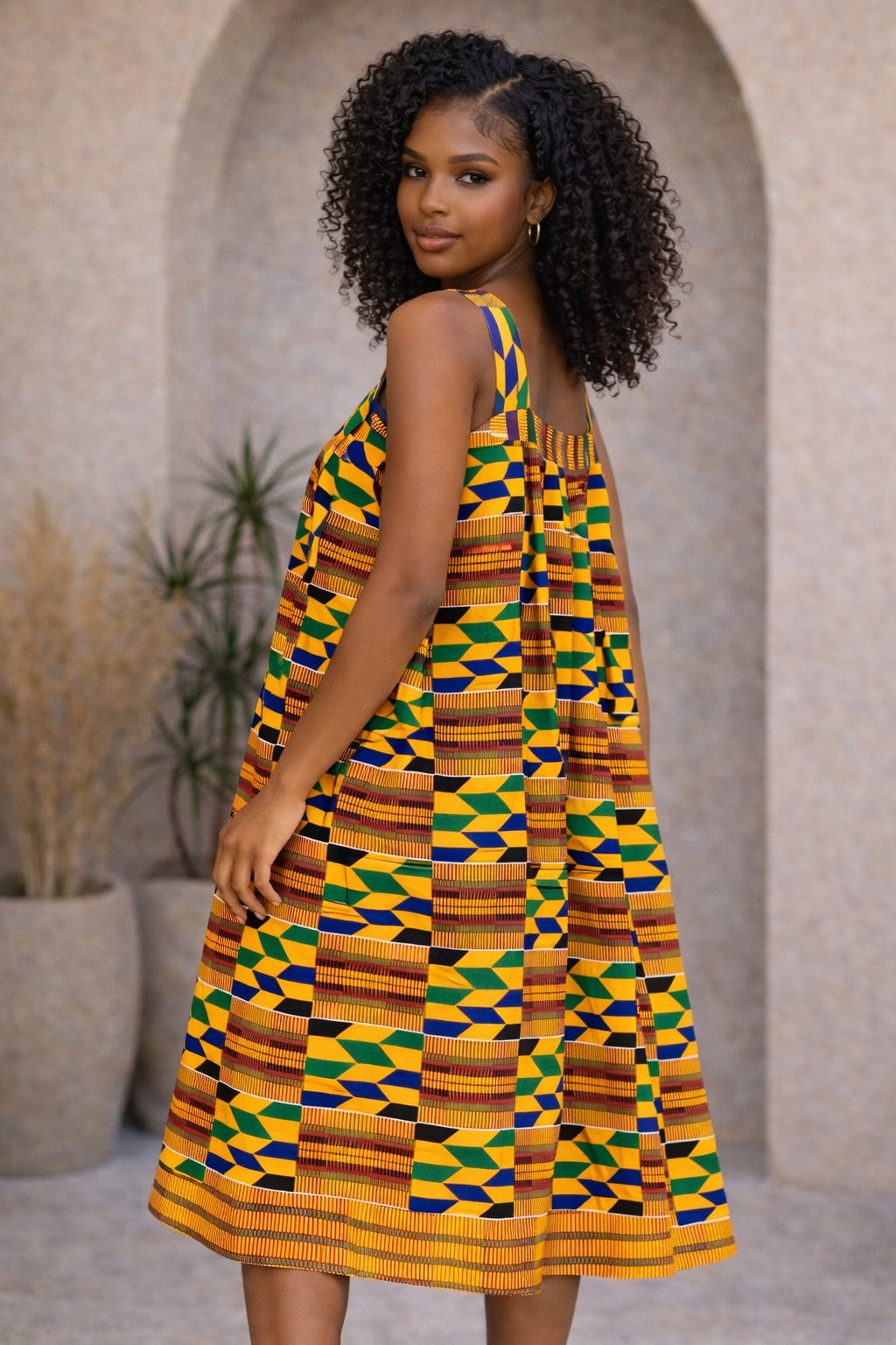 African Print Bodycon Midi Dress – Multi Colour Ankara Fitted Dress