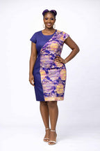 Jay Abstract Purple Pencil Knee Length Dress