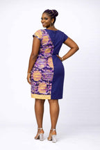 Jay Abstract Purple Pencil Knee Length Dress