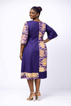 Abstract Purple Bottom  Front Knee Length Dress