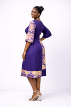 Abstract Purple Bottom  Front Knee Length Dress