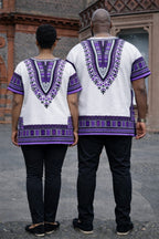 White & Purple Dashiki Shirt